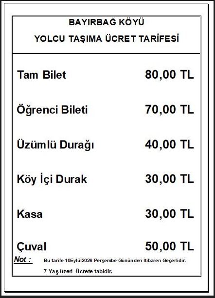 Güncel Ücret Tarifesi